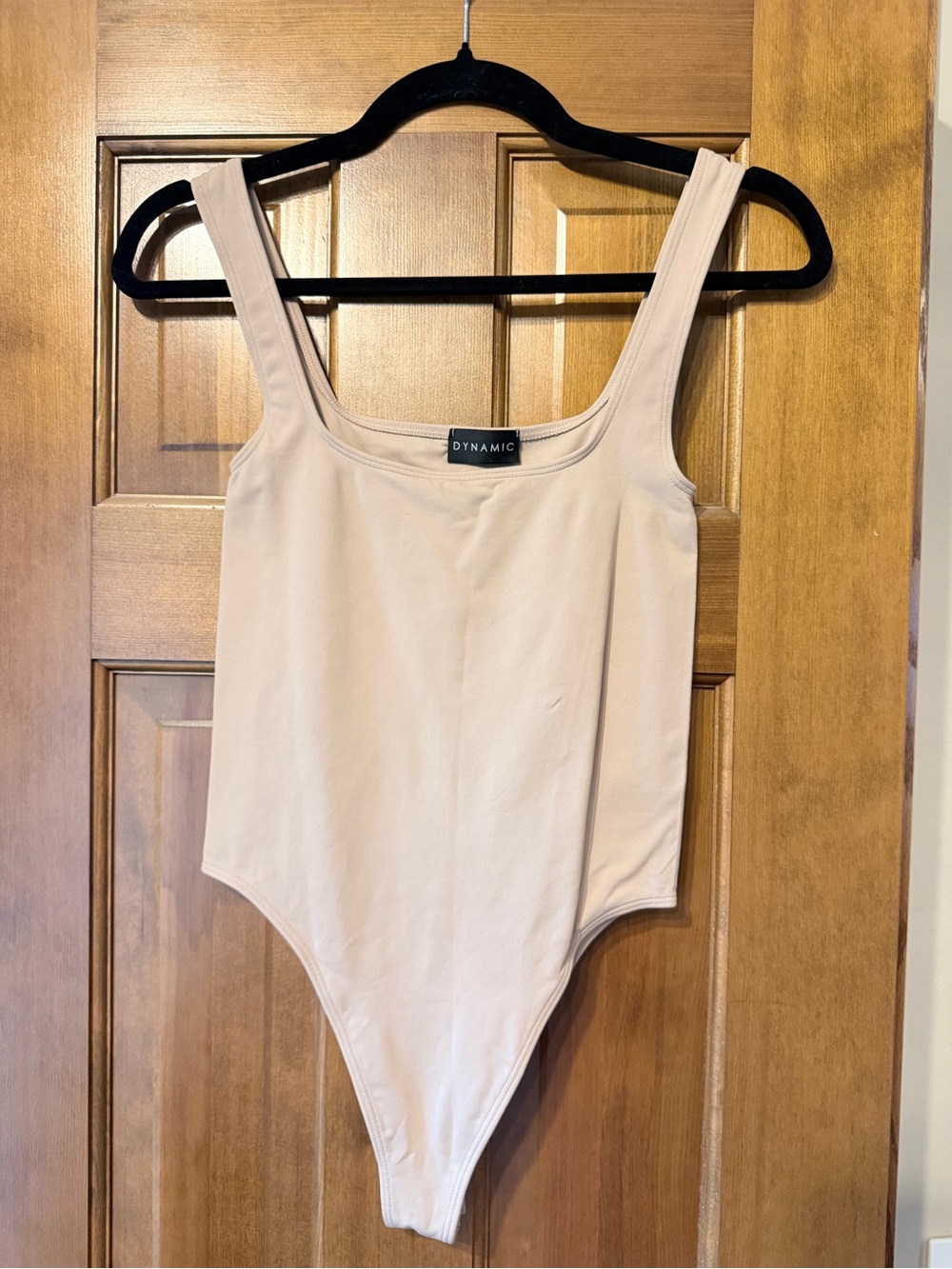 Dynamic Women's Square-Neck Bodysuit in Beige